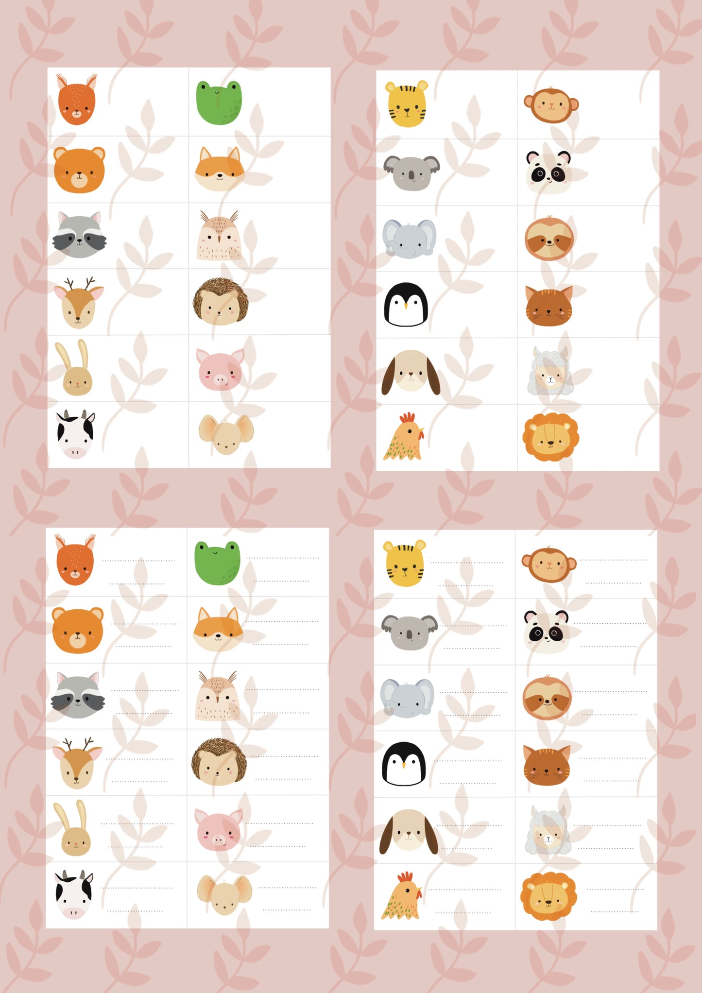 Digitális füzetcímke, ajándékkártya állati karakterekből (24 db)