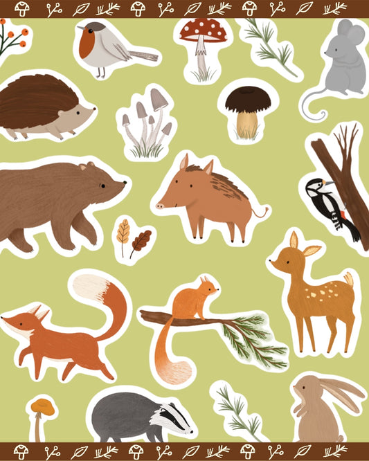 Digital forest animals clipart (18 pieces)