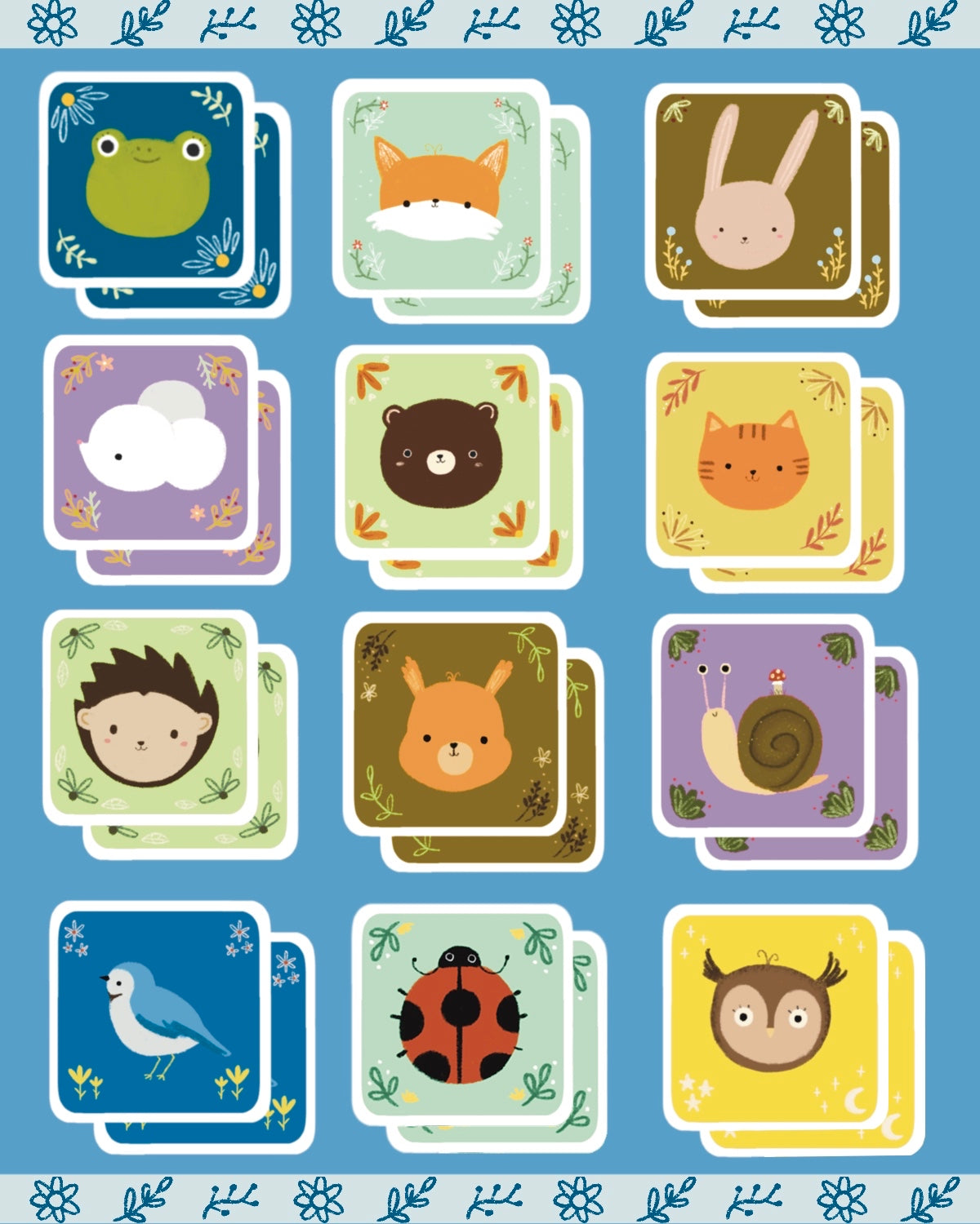 Digital animal memory game (12 pairs)