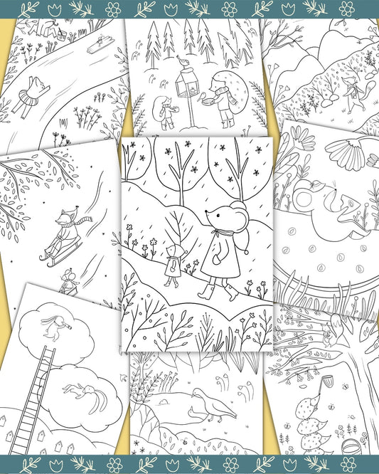 From Spring to Winter 32-page coloring book