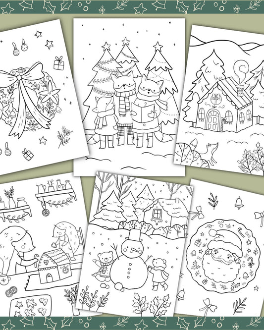 Digital Christmas coloring book (16 pages)