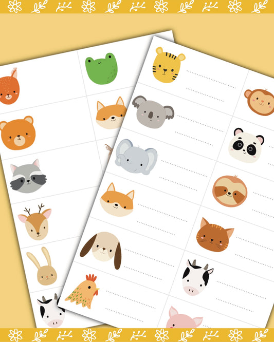 Digital booklet label, gift card with animal characters (24 pcs.)